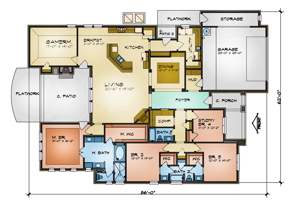 The Kearney 9009 4 Bedrooms and 3.5 Baths The House Designers